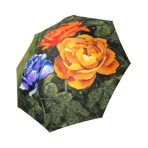 Red Blue Orange Flowers Foldable Umbrella (Model U01)