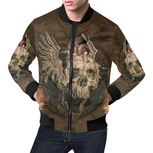 Awesome skull with rat All Over Print Bomber Jacket for Men (Model H19)