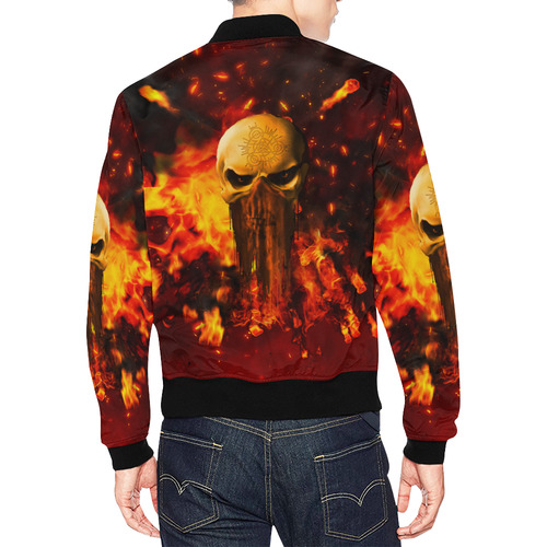 Amazing skull with fire All Over Print Bomber Jacket for Men (Model H19)