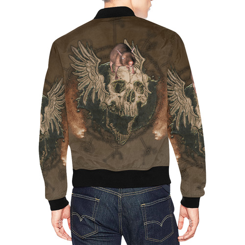 Awesome skull with rat All Over Print Bomber Jacket for Men (Model H19)