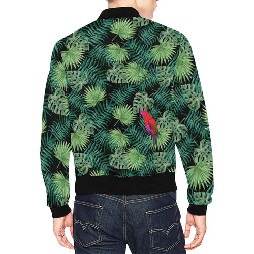 Parrot And Leaves All Over Print Bomber Jacket for Men (Model H19)