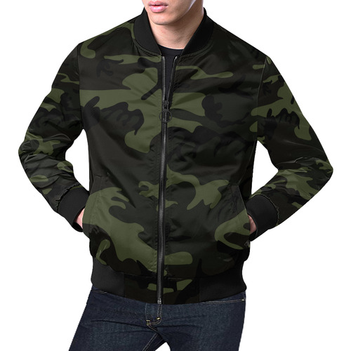 Camo Green All Over Print Bomber Jacket for Men (Model H19)