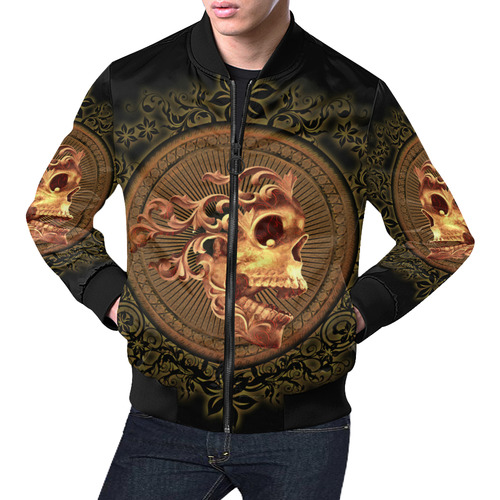 Amazing skull with floral elements All Over Print Bomber Jacket for Men (Model H19)