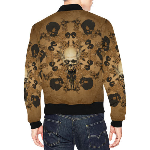 Skull with skull mandala on the background All Over Print Bomber Jacket for Men (Model H19)