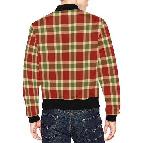 Red And Green Plaid All Over Print Bomber Jacket for Men (Model H19)