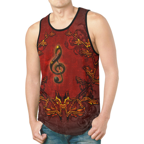 Music, clef and red floral elements New All Over Print Tank Top for Men (Model T46)