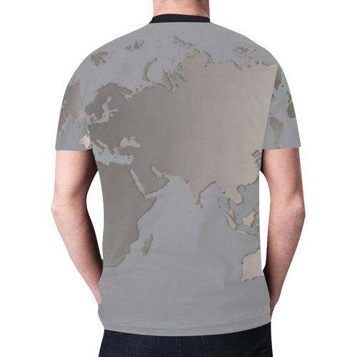 Mens T-Shirt World Map Gray New All Over Print T-shirt for Men (Model T45)