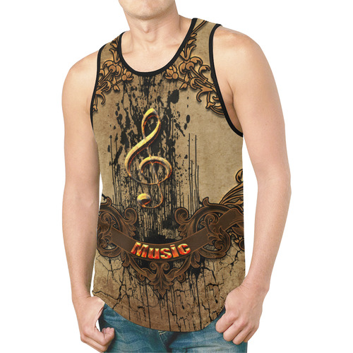 Music, clef with floral elements in rusty metal