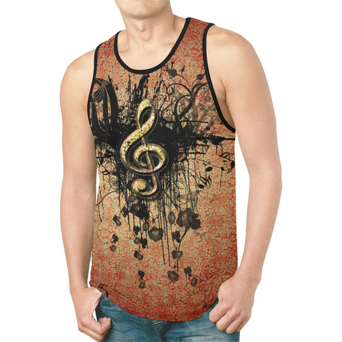 Decorative clef with floral elements and grunge New All Over Print Tank Top for Men (Model T46)