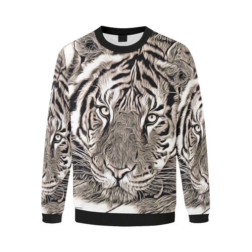 Rustic Style - Tiger by JamColors Men's Oversized Fleece Crew Sweatshirt (Model H18)