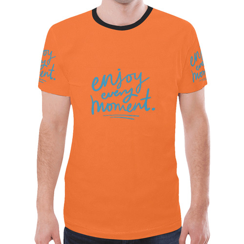 Mens T-shirt Orange Enjoy Every Moment New All Over Print T-shirt for Men (Model T45)