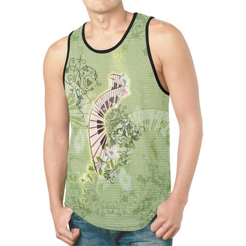 Wonderful piano with flowers on green background