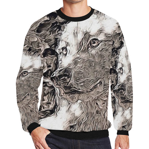 Rustic Style - Wolf by JamColors Men's Oversized Fleece Crew Sweatshirt (Model H18)