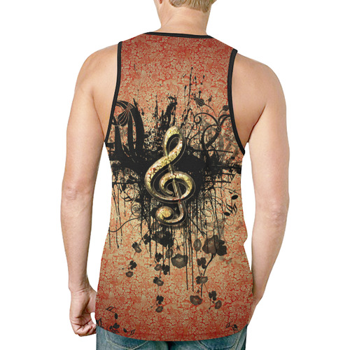 Decorative clef with floral elements and grunge New All Over Print Tank Top for Men (Model T46)