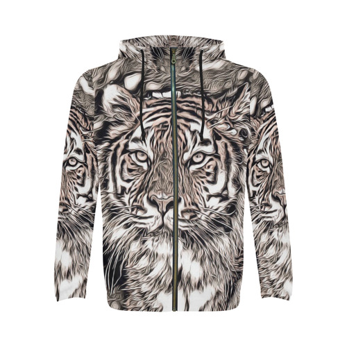 Rustic Style - Tiger 2 by JamColors All Over Print Full Zip Hoodie for Men (Model H14)