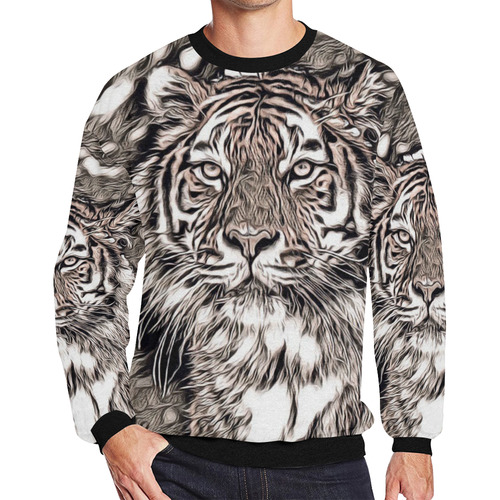 Rustic Style - Tiger 2 by JamColors Men's Oversized Fleece Crew Sweatshirt (Model H18)