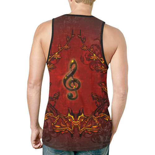 Music, clef and red floral elements New All Over Print Tank Top for Men (Model T46)