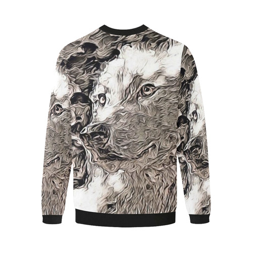 Rustic Style - Wolf by JamColors Men's Oversized Fleece Crew Sweatshirt (Model H18)