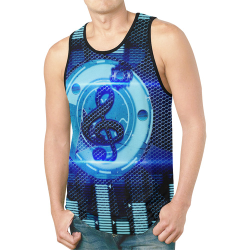 Music, clef in blue mechanical design