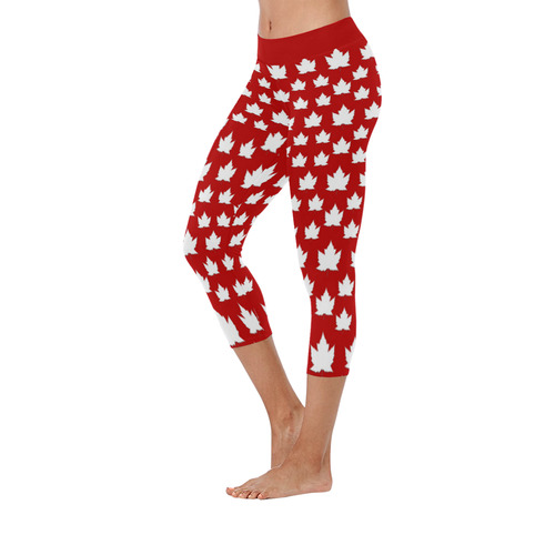 Cute Canada Capri Pants Women's Low Rise Capri Leggings (Invisible Stitch) (Model L08)