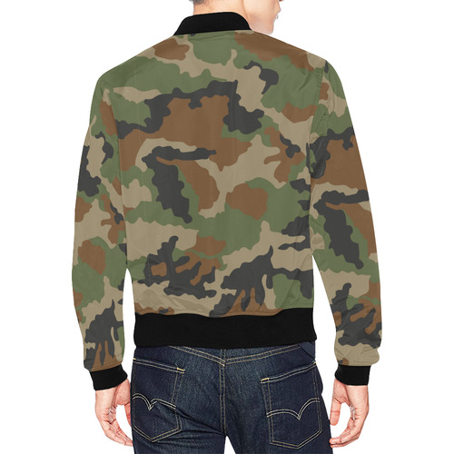 woodland camouflage pattern All Over Print Bomber Jacket for Men (Model H19)