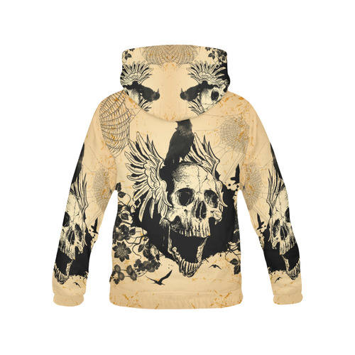 Awesome skull with crow All Over Print Hoodie for Men/Large Size (USA Size) (Model H13)