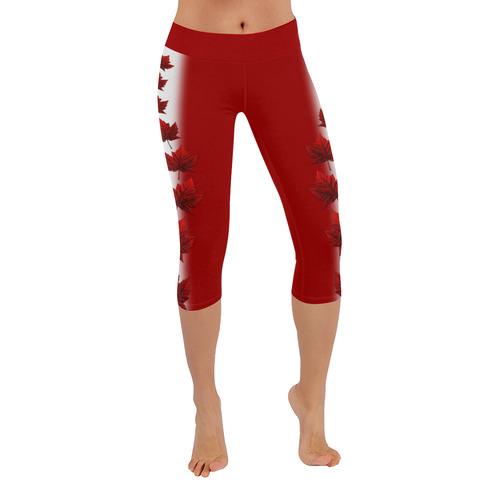 Canada Flag Capri Pants Women's Low Rise Capri Leggings (Invisible Stitch) (Model L08)