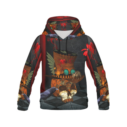 Steampunk skull with rat and hat All Over Print Hoodie for Men/Large Size (USA Size) (Model H13)