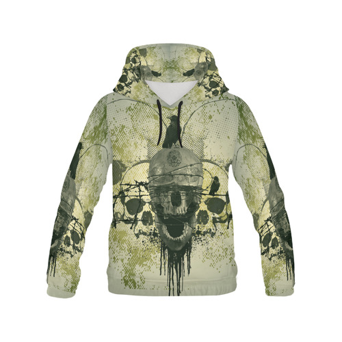 Creepy green skull All Over Print Hoodie for Men/Large Size (USA Size) (Model H13)