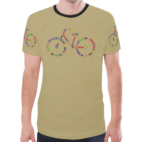 Mens T-Shirt Beige Portland Bike New All Over Print T-shirt for Men (Model T45)