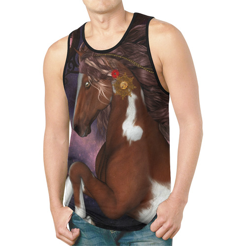 Awesome steampunk horse with clocks gears New All Over Print Tank Top for Men (Model T46)