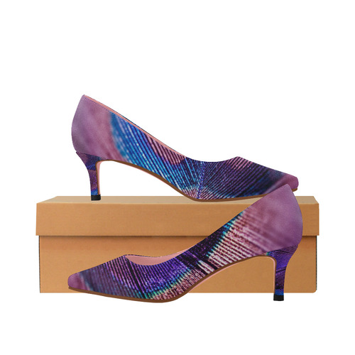 peacock heels with feathers