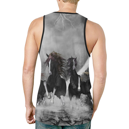 Awesome running black horses New All Over Print Tank Top for Men (Model T46)