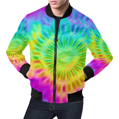 Magic Fractal Flower Neon Colored All Over Print Bomber Jacket for Men (Model H19)