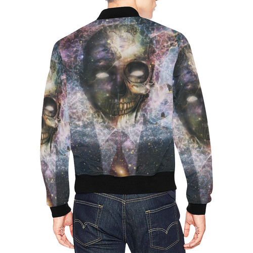 Psychedelic Skull and Galaxy All Over Print Bomber Jacket for Men (Model H19)