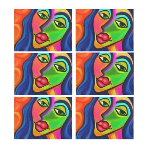 Abstract Fauvist Female Portrait Placemat 14’’ x 19’’ (Set of 6)