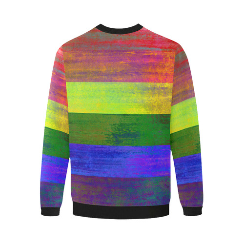 Rainbow Flag Colored Stripes Dark Grunge Men's Oversized Fleece Crew Sweatshirt (Model H18)