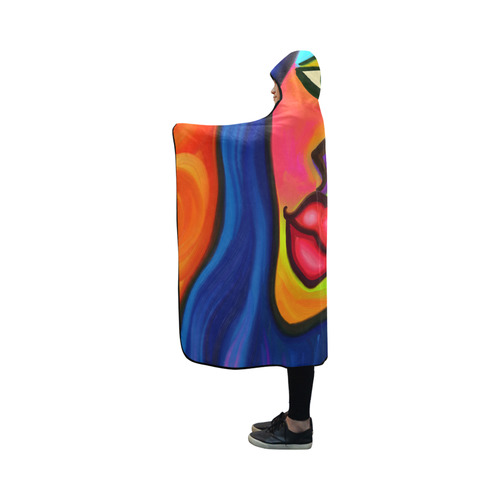 Abstract Fauvist Female Portrait Hooded Blanket 50''x40''