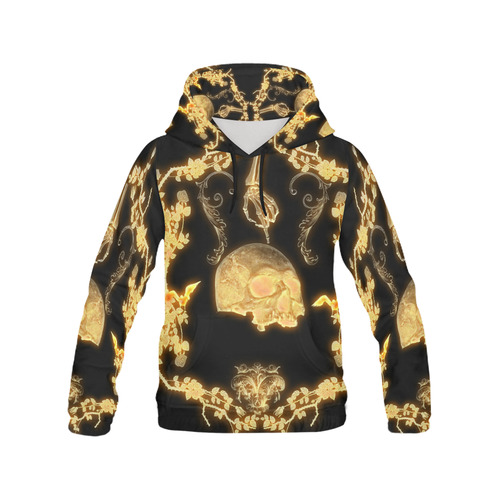Yellow skull All Over Print Hoodie for Men/Large Size (USA Size) (Model H13)
