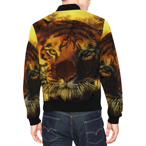 Tiger Face All Over Print Bomber Jacket for Men (Model H19)