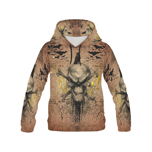 The scary skull with crow All Over Print Hoodie for Men/Large Size (USA Size) (Model H13)