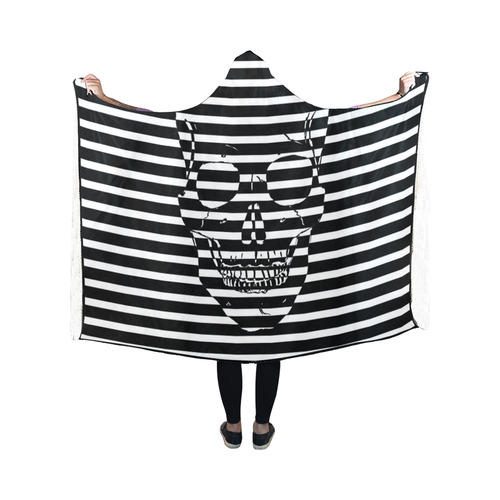 Awesome Skull Black & White Hooded Blanket 50''x40''