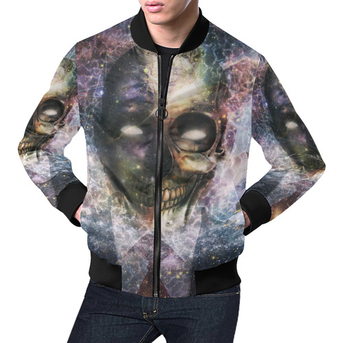 Psychedelic Skull and Galaxy All Over Print Bomber Jacket for Men (Model H19)