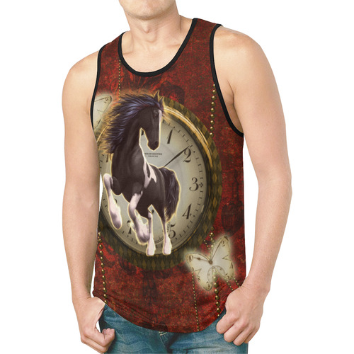 Wonderful horse on a clock New All Over Print Tank Top for Men (Model T46)
