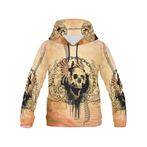 Amazing skull with wings All Over Print Hoodie for Men/Large Size (USA Size) (Model H13)