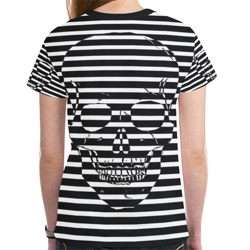 Awesome Skull Black & White New All Over Print T-shirt for Women (Model T45)
