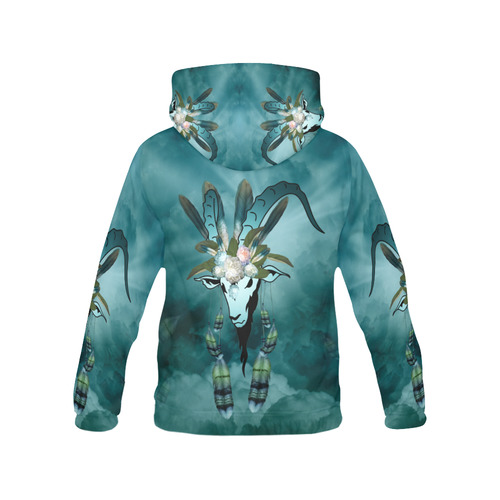 The billy goat with feathers and flowers All Over Print Hoodie for Men/Large Size (USA Size) (Model H13)