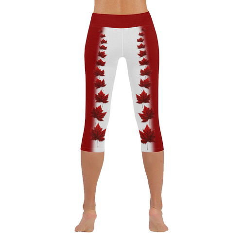 Canada Capri Pants Sporty Women's Low Rise Capri Leggings (Invisible Stitch) (Model L08)