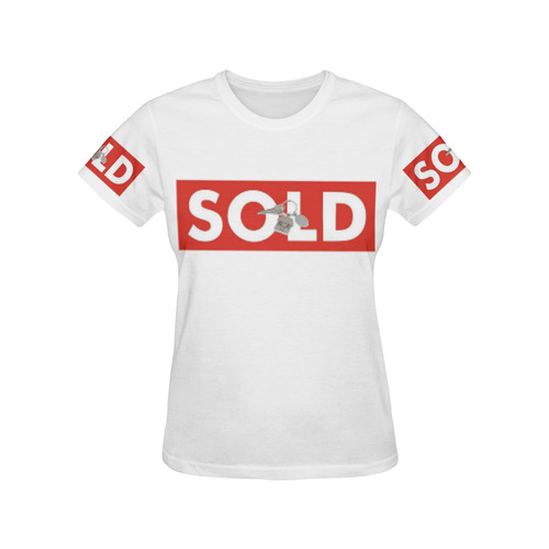 Womens T-Shirt White Red Sold Real Estate Sign House Keys All Over Print T-Shirt for Women (USA Size) (Model T40)