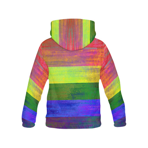 Rainbow Flag Colored Stripes Dark Grunge All Over Print Hoodie for Men/Large Size (USA Size) (Model H13)